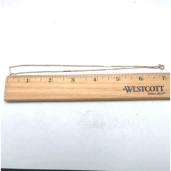 Vintage 1/20 12K Gold Filled Bar Station Rolo Chain Necklace 14” 1.3mm 1.46g - Picture 8 of 10